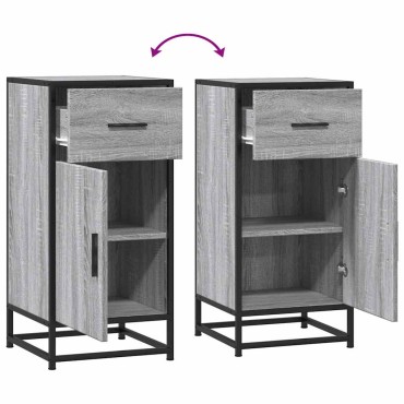 vidaXL Ραφιέρα Γκρι Sonoma 35,5x35x76cm Επεξ. Ξύλο + Μέταλλο 1 τεμ.