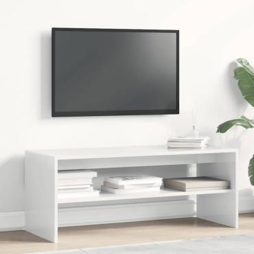 vidaXL Έπιπλο Τηλεόρασης Γυαλιστερό Λευκό 100x40x40cm Μοριοσανίδα