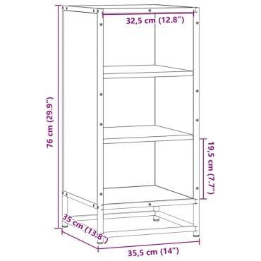 vidaXL Συρταριέρα Sonoma Δρυς 35,5x35x76cm Επεξ. Ξύλο + Μέταλλο 1 τεμ.