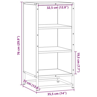 vidaXL Ραφιέρα Καπνιστή Δρυς 35,5x35x76cm Επεξ. Ξύλο + Μέταλλο 1 τεμ.