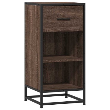 vidaXL Ραφιέρα Καφέ Δρυς 35,5x35x76cm Επεξ. Ξύλο + Μέταλλο 1 τεμ.