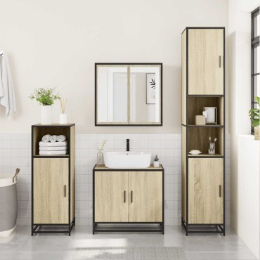 vidaXL Σετ Επίπλων Μπάνιου 3 τεμ. Sonoma Δρυς Επεξεργασμένο Ξύλο 35x37,5x100 cm