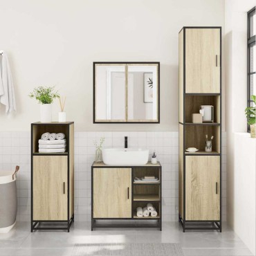 vidaXL Σετ Επίπλων Μπάνιου 3 τεμ. Sonoma Δρυς Επεξεργασμένο Ξύλο 35x37,5x100 cm