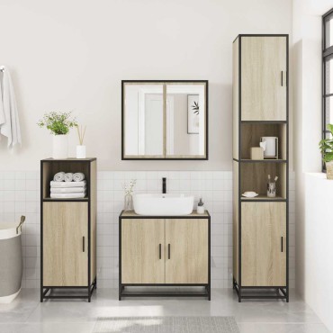 vidaXL Σετ Επίπλων Μπάνιου 2 τεμ. Sonoma Δρυς Επεξεργασμένο Ξύλο 65x33x60cm