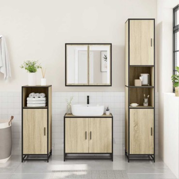 vidaXL Σετ Επίπλων Μπάνιου 4 τεμ. Sonoma Δρυς Επεξεργασμένο Ξύλο 65x33x60cm
