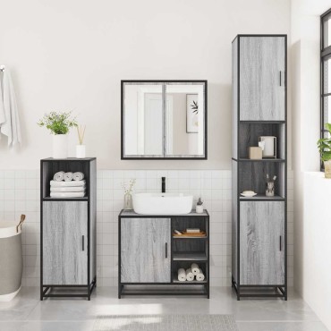 vidaXL Σετ Επίπλων Μπάνιου 4 τεμ. Γκρι Sonoma Επεξεργασμένο Ξύλο 65x33x60cm