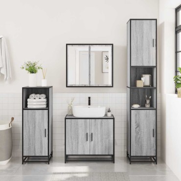 vidaXL Σετ Επίπλων Μπάνιου 4 τεμ. Γκρι Sonoma Επεξεργασμένο Ξύλο 65x33x60cm