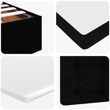 vidaXL Οθωμανικό κρεβάτι με στρώματα Μαύρο 160x200cm Ύφασμα