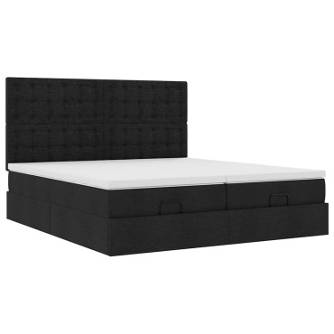 vidaXL Οθωμανικό κρεβάτι με στρώματα Μαύρο 160x200cm Ύφασμα