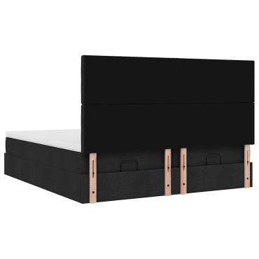 vidaXL Οθωμανικό κρεβάτι με στρώματα Μαύρο 160x200cm Ύφασμα