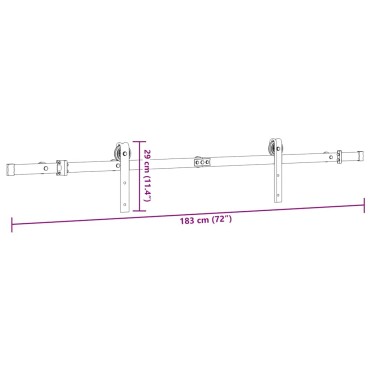 vidaXL Μηχανισμός Συρόμενης Μεσόπορτας Μαύρος 183 εκ. Ατσάλινος