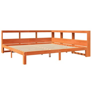 vidaXL Κρεβάτι Βιβλιοθήκη Χωρίς Στρώμα 180x200 εκ Μασίφ Ξύλο Πεύκου