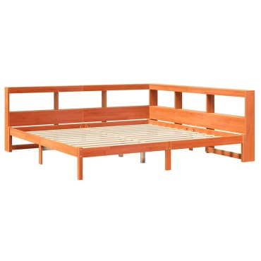 vidaXL Κρεβάτι Βιβλιοθήκη Χωρίς Στρώμα 180x200 εκ Μασίφ Ξύλο Πεύκου