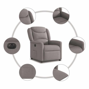 vidaXL Πολυθρόνα Ανακλινόμενη Ηλεκτρική Taupe Υφασμάτινη