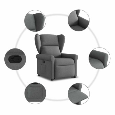 vidaXL Πολυθρόνα Ανακλινόμενη με Ανύψωση Σκούρο Γκρι Υφασμάτινη 1 τεμ.