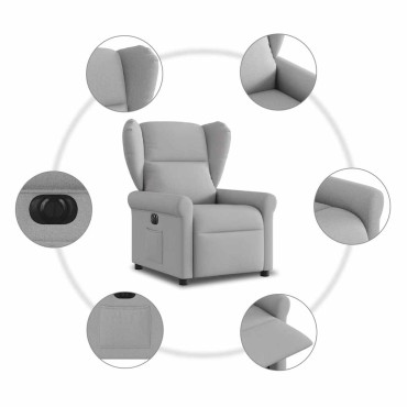 vidaXL Ηλεκτρική Ανακλινόμενη Καρέκλα Σύννεφο Γκρι Ύφασμα 1 τεμ.