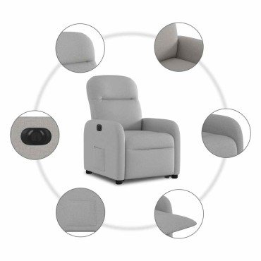 vidaXL Ηλεκτρική καρέκλα ανάκλισης Ύφασμα Γκρι σύννεφο