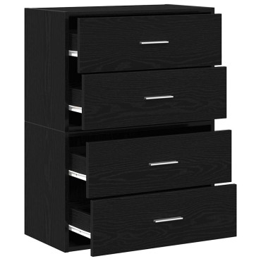 vidaXL Ντουλάπια με 2 συρτάρια 2 τεμ. Μαύρη δρυς 60x31x40cm
