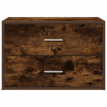 vidaXL Ντουλάπι με 2 συρτάρια Καπνιστή Δρυς 60x31x40cm από Επεξ. Ξύλο 1 τεμ.