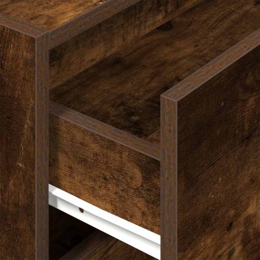 vidaXL Ντουλάπι με 2 συρτάρια Καπνιστή Δρυς 60x31x40cm από Επεξ. Ξύλο 1 τεμ.