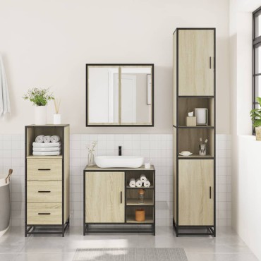 vidaXL Σετ Επίπλων Μπάνιου 3 τεμ. Sonoma Δρυς Επεξεργασμένο Ξύλο 35x37,5x100 cm