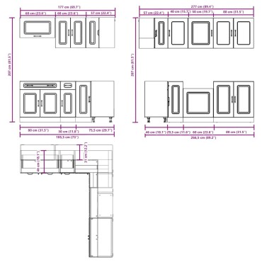 vidaXL Σετ Ντουλάπια Κουζίνας 11 Τεμαχίων Kalmar Επεξεργασμένο Ξύλο