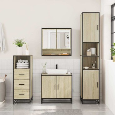 vidaXL Σετ Επίπλων Μπάνιου 3 τεμ. Sonoma Δρυς Επεξεργασμένο Ξύλο 35x37,5x100 cm