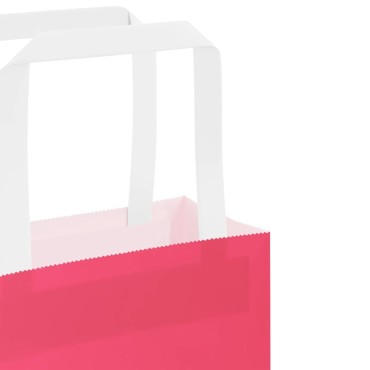 vidaXL Χάρτινες σακούλες 250 τεμάχια με χερούλια Ροζ 21x11x31 εκ.