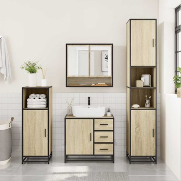 vidaXL Σετ Επίπλων Μπάνιου 2 τεμ. Sonoma Δρυς Επεξεργασμένο Ξύλο 65x33x60cm