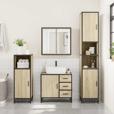 vidaXL Σετ Επίπλων Μπάνιου 2 τεμ. Sonoma Δρυς Επεξεργασμένο Ξύλο 65x33x60cm