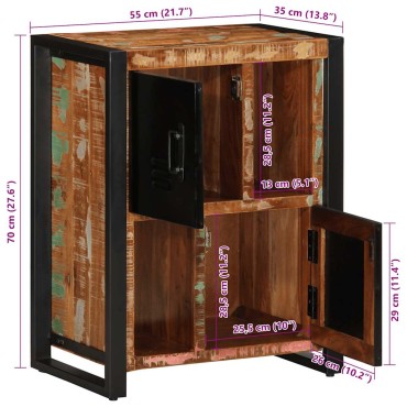 vidaXL Σκευοθήκη Πολύχρωμο 55x35x70cm Ξύλο μασίφ αναγεννημένο 1 τεμ.