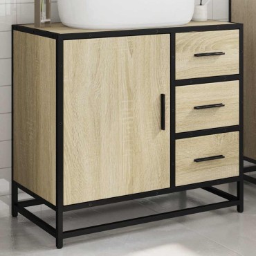 vidaXL Ντουλάπι Νιπτήρα Μπάνιου Sonoma Δρυς 65x33x60cm Επεξ. Ξύλο 1 τεμ.