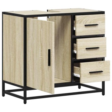 vidaXL Ντουλάπι Νιπτήρα Μπάνιου Sonoma Δρυς 65x33x60cm Επεξ. Ξύλο 1 τεμ.