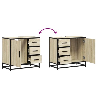 vidaXL Ντουλάπι Νιπτήρα Μπάνιου Sonoma Δρυς 65x33x60cm Επεξ. Ξύλο 1 τεμ.