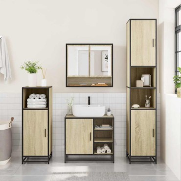 vidaXL Σετ Επίπλων Μπάνιου 2 τεμ. Sonoma Δρυς Επεξεργασμένο Ξύλο 65x33x60cm