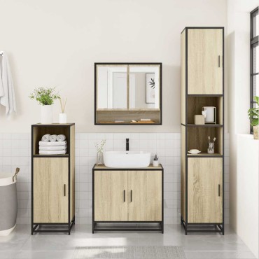vidaXL Σετ Επίπλων Μπάνιου 3 τεμ. Sonoma Δρυς Επεξεργασμένο Ξύλο 35x37,5x100 cm