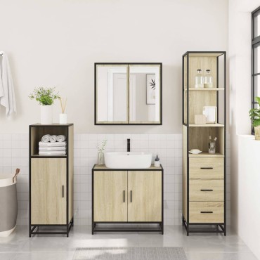vidaXL Σετ Επίπλων Μπάνιου 3 τεμ. Sonoma Δρυς Επεξεργασμένο Ξύλο 65x33x60cm