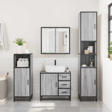 vidaXL Σετ Επίπλων Μπάνιου 4 τεμ. Γκρι Sonoma Επεξεργασμένο Ξύλο 65x33x60cm