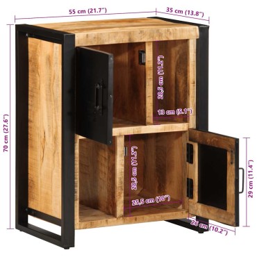 vidaXL Μπουφές 55x35x70cm από Μασίφ Ακατέργαστο Ξύλο Μάνγκο 1 τεμ.