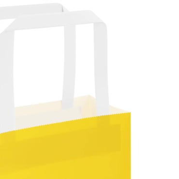 vidaXL Χάρτινες σακούλες 250 τεμάχια με χερούλια Κίτρινο 32x22x28 εκ.