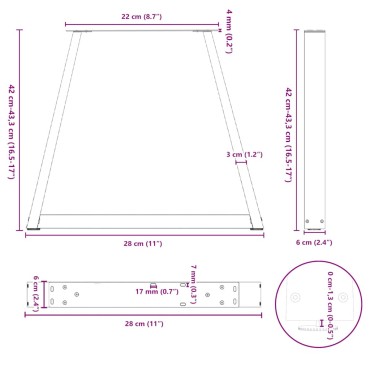 vidaXL Πόδια τραπεζαρίας σχήματος V 2 τεμ. Λευκό 28x(42-43,3)cm