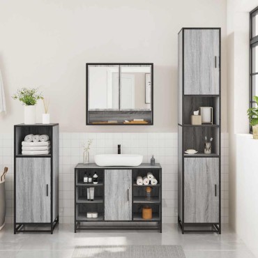 vidaXL Σετ Επίπλων Μπάνιου 3 τεμ. Γκρι Sonoma Επεξεργασμένο Ξύλο 35x37,5x100 cm