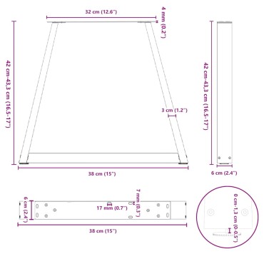 vidaXL Πόδια τραπεζαρίας σχήματος V 2 τεμ. Φυσικό ατσάλι 38x(42-43,3)cm