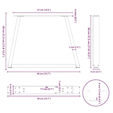 vidaXL Πόδια τραπεζαρίας σχήματος V 2 τεμ. Μαύρο 40x(30-31,3)cm
