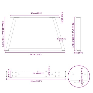 vidaXL Πόδια τραπεζαρίας σχήματος V 2 τεμ. Ανθρακί 50x(30-31,3)cm