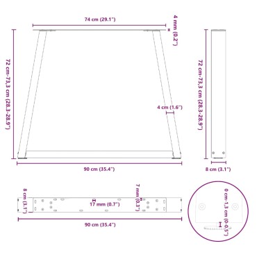 vidaXL Πόδια τραπεζαρίας σχήματος V 3 τεμ. Λευκό 90x(72-73,3)cm