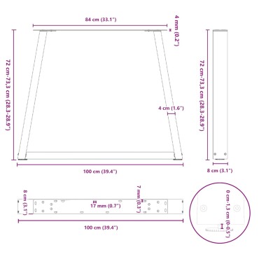 vidaXL Πόδια τραπεζαρίας σχήματος V 3 τεμ. Ανθρακί 100x(72-73,3)cm