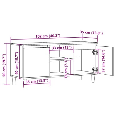 vidaXL Έπιπλο Τηλεόρασης Παλιό Ξύλο 102x35x50cm από Μοριοσανίδα