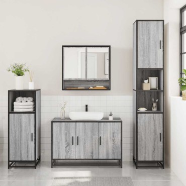 vidaXL Σετ Επίπλων Μπάνιου 3 τεμ. Γκρι Sonoma Επεξεργασμένο Ξύλο 35x37,5x100 cm