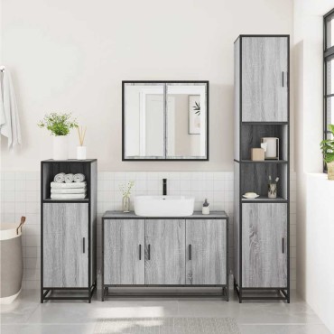 vidaXL Σετ Επίπλων Μπάνιου 4 τεμ. Γκρι Sonoma Επεξεργασμένο Ξύλο 90x33x60cm